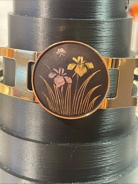 Amita Iris Damascene gold-tone cuff bracelet